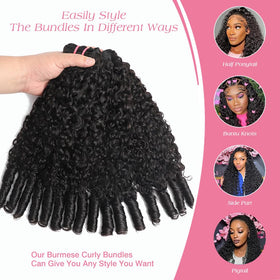 Younsolo Burmese curly hair bundles length display for accurate bulk selection.