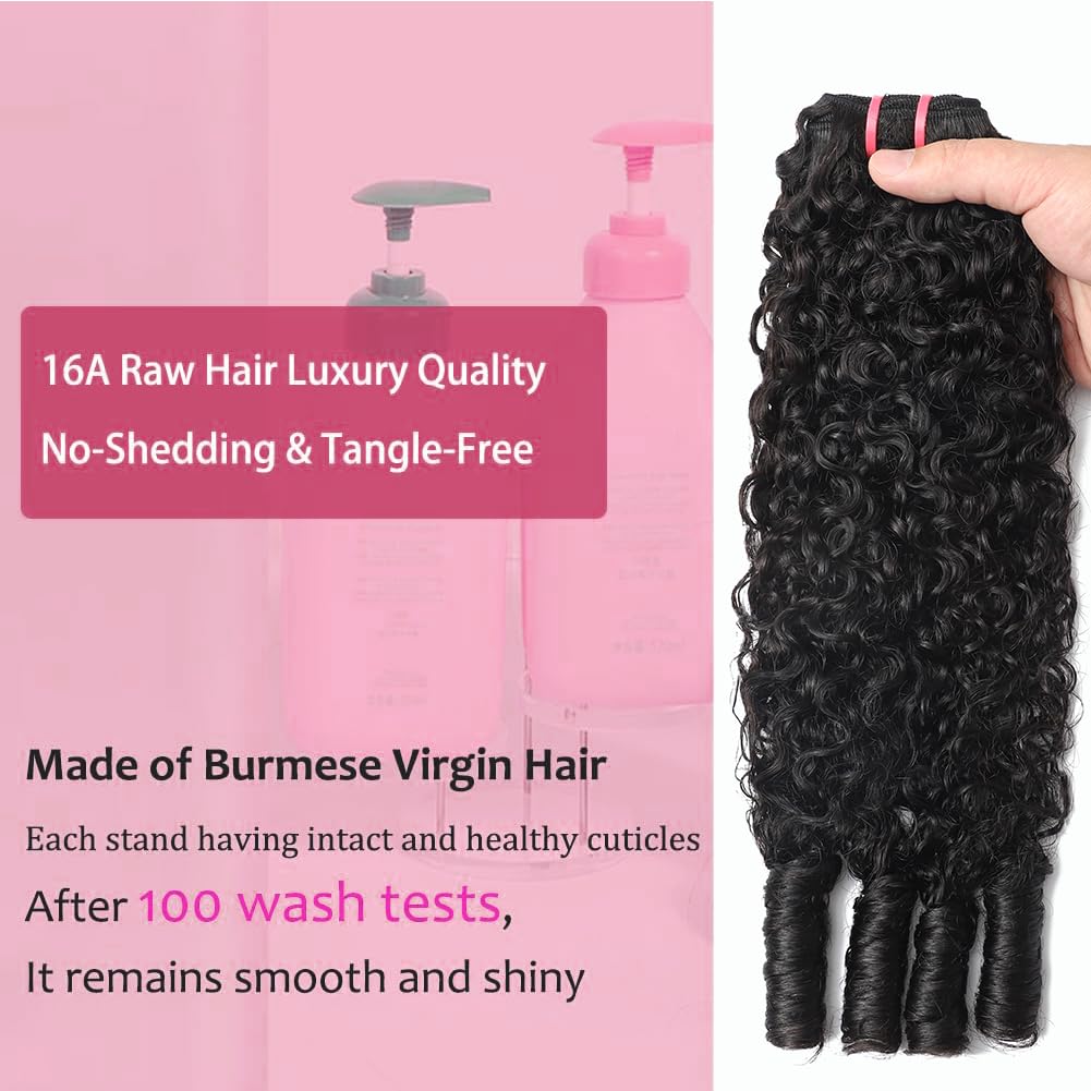 Younsolo Burmese curly hair bundles natural color closeup for seamless blend.
