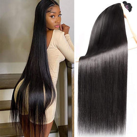 Younsolo straight hair bundles in natural black, ready for easy sew-in styling