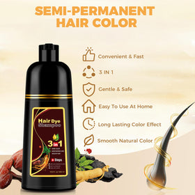 YOURTONE brown hair dye shampoo close-up highlights silky, manageable hair