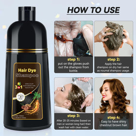 YOURTONE Hair Dye Shampoo Chestnut Brown gray-hair-coverage opens a youthful look with 3–4 week results.