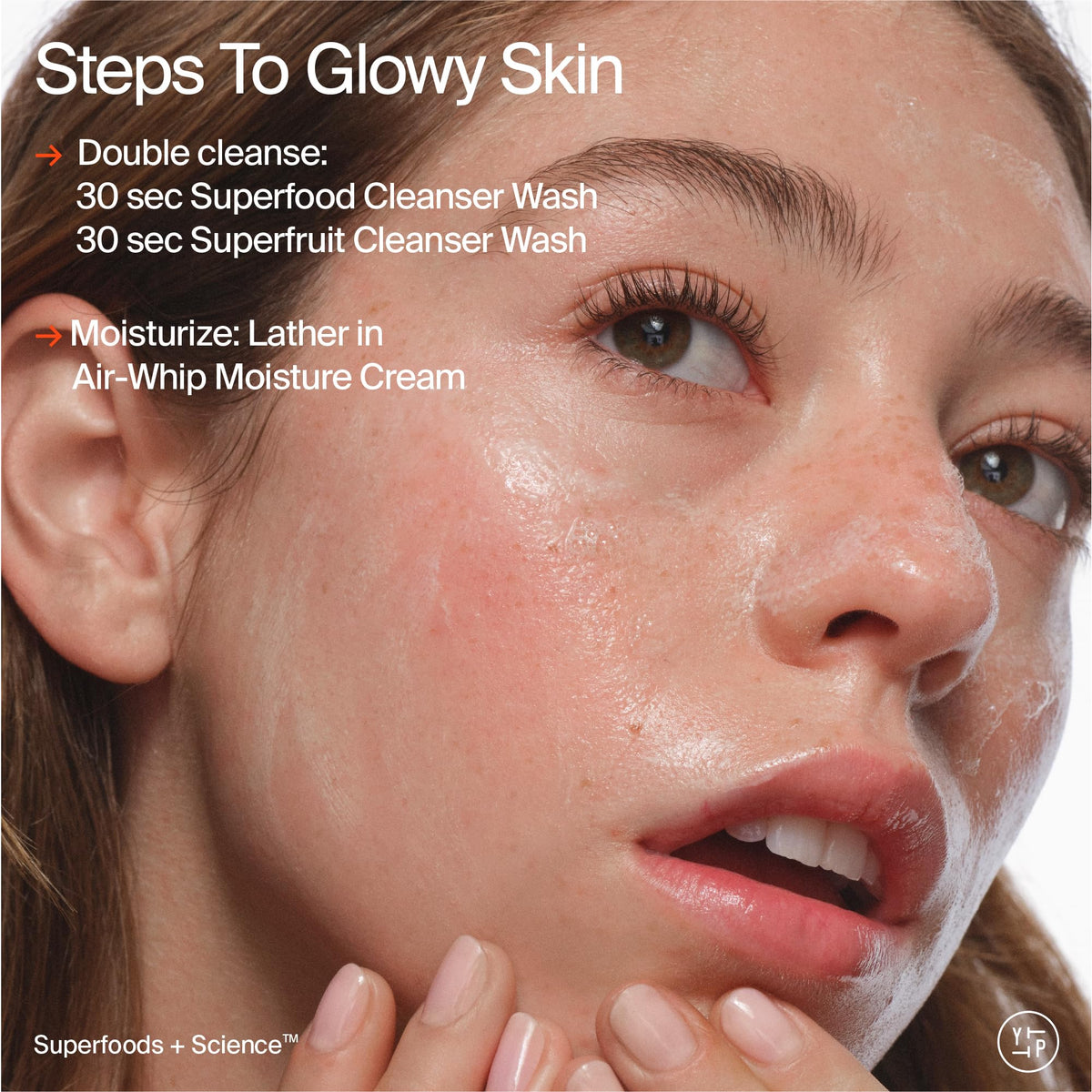 Youth To The People cleanser texture closeup shows foaming action for a refreshing cleanse