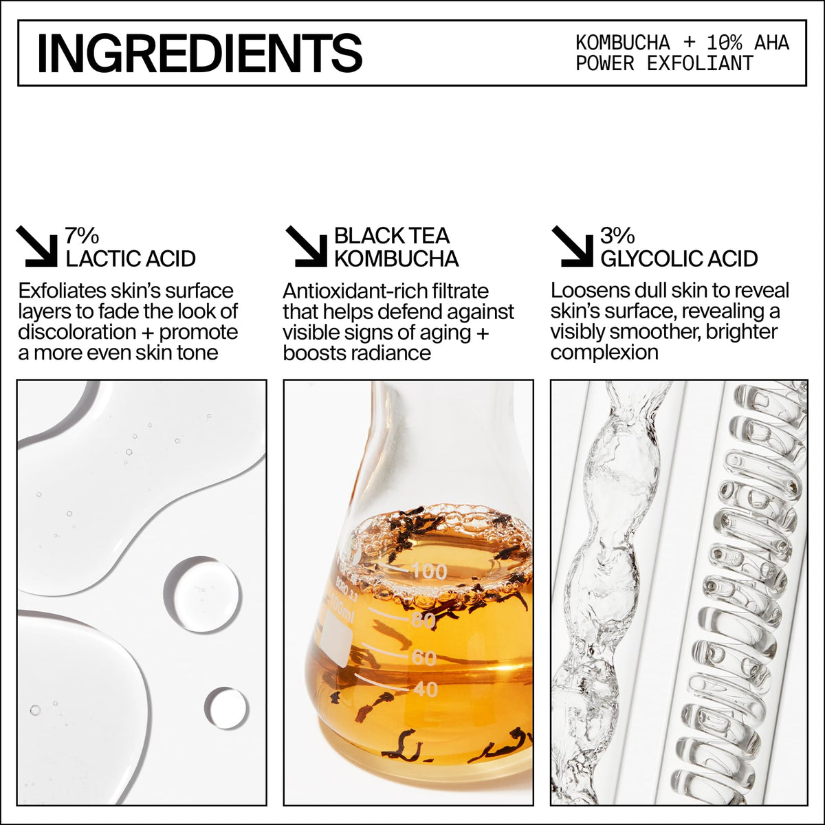 Texture close-up of Youth To The People Kombucha + 10% AHA Exfoliant for overnight use