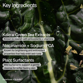 Youth To The People niacinamide supports moisture balance during cleansing.
