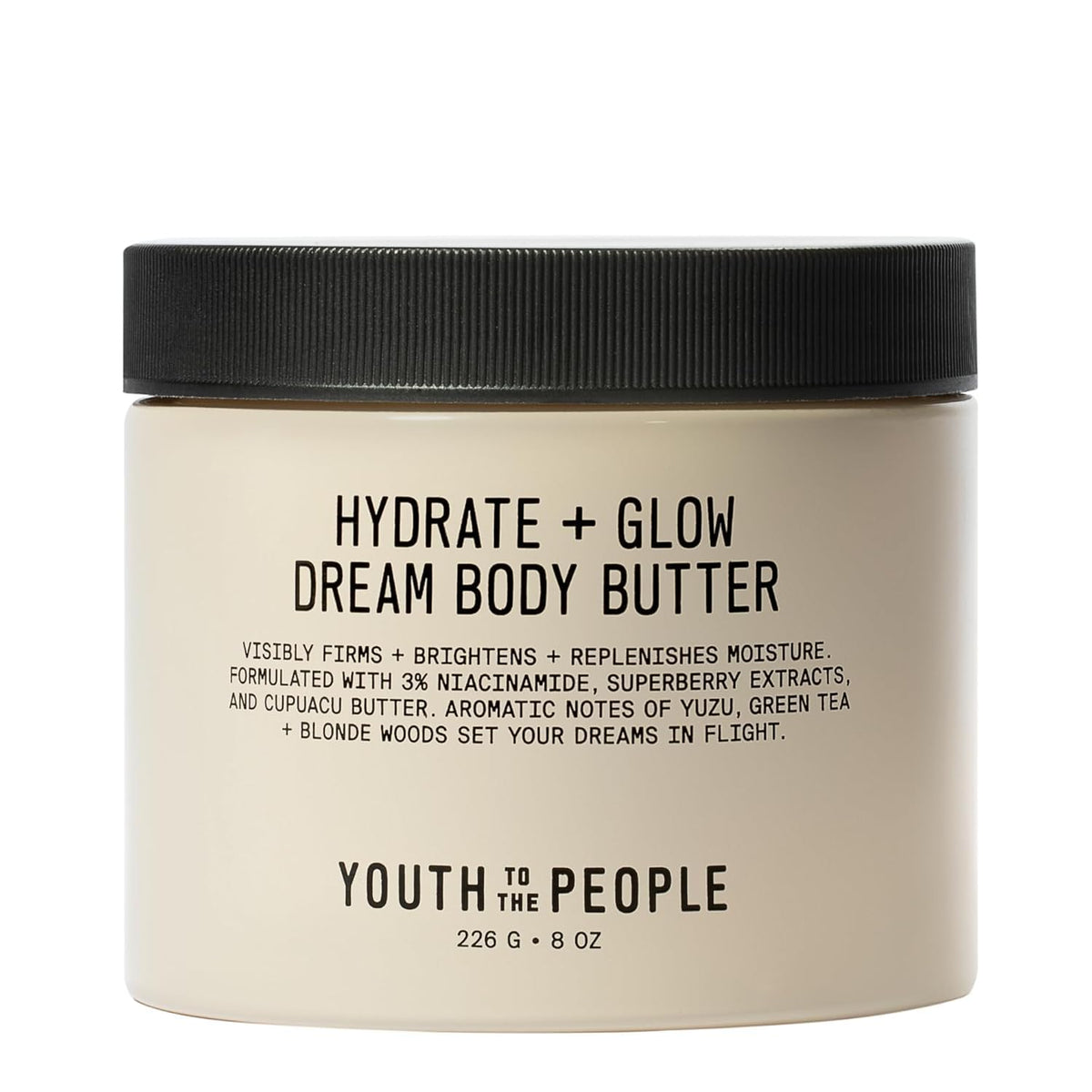 Youth To The People Superberry Hydrate Glow Dream Body Butter bottle—promising radiant hydration.