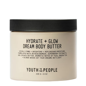 Youth To The People Superberry Hydrate Glow Dream Body Butter bottle—promising radiant hydration.