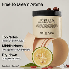 Youth To The People Superberry Hydrate Glow Dream Body Butter—3% Niacinamide, Cupuaçu and Jojoba Butters.
