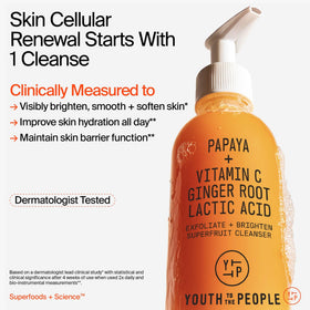 Youth To The People Superfruit Cleanser papaya enzyme close up brightening the skin