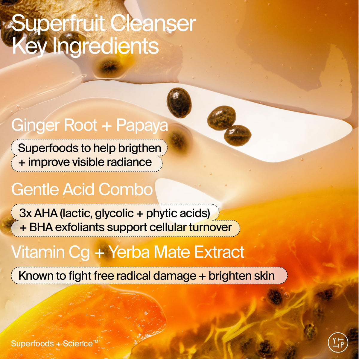 Youth To The People Superfruit Papaya Vitamin C Cleanser bottle highlights exfoliation and brightness