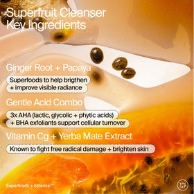 Youth To The People Superfruit Papaya Vitamin C Cleanser bottle highlights exfoliation and brightness