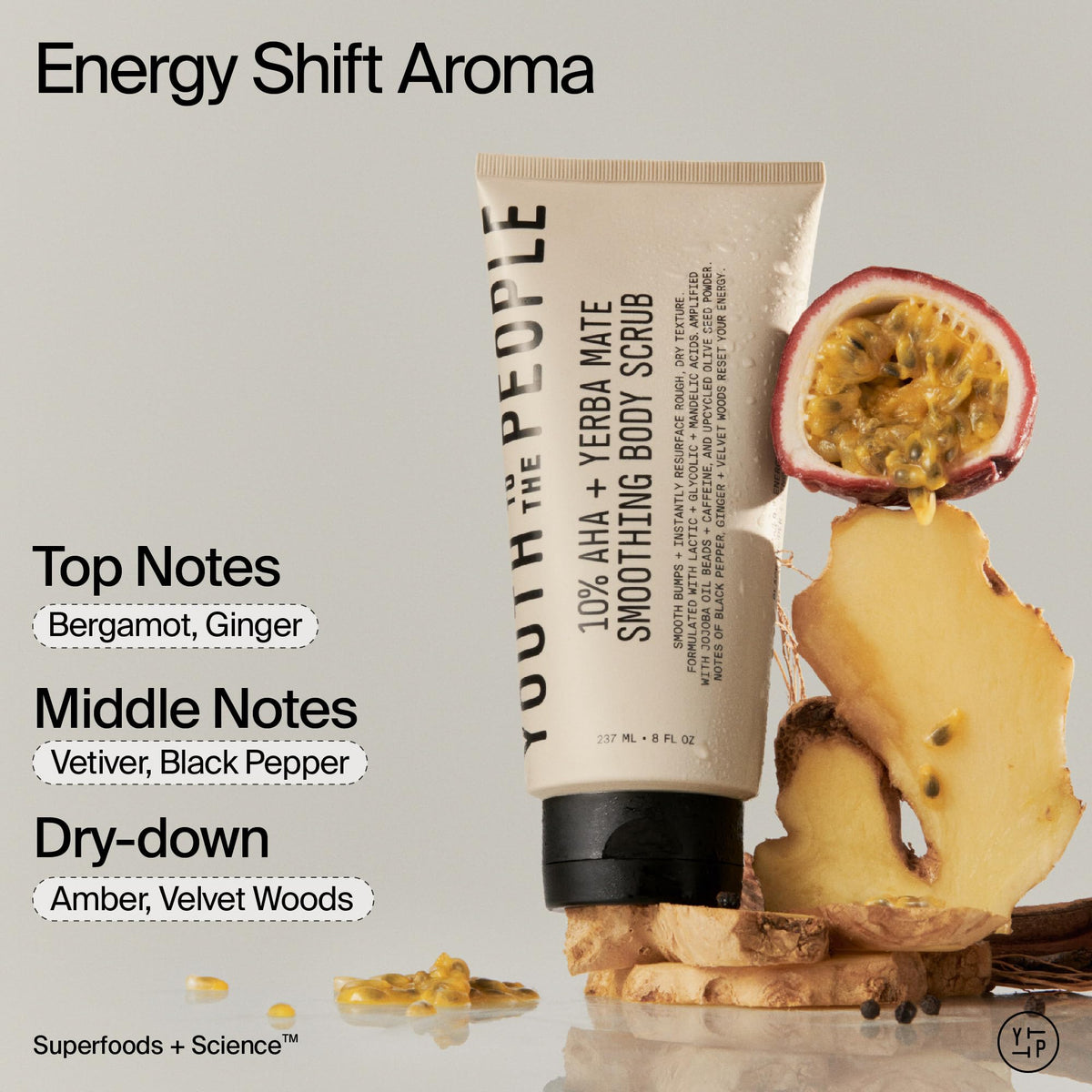Youth To The People yerba mate ingredient panel emphasizes antioxidant benefits.