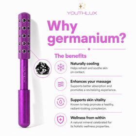 YOUTHLUX Facial massage tool provides tension relief for jaw and temples.