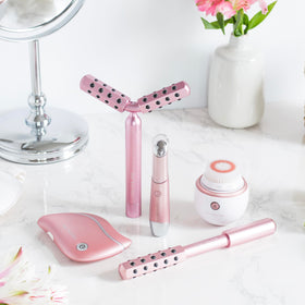 YOUTHLUX ProSculpt facial massage routine image shows spa-like at-home ritual.