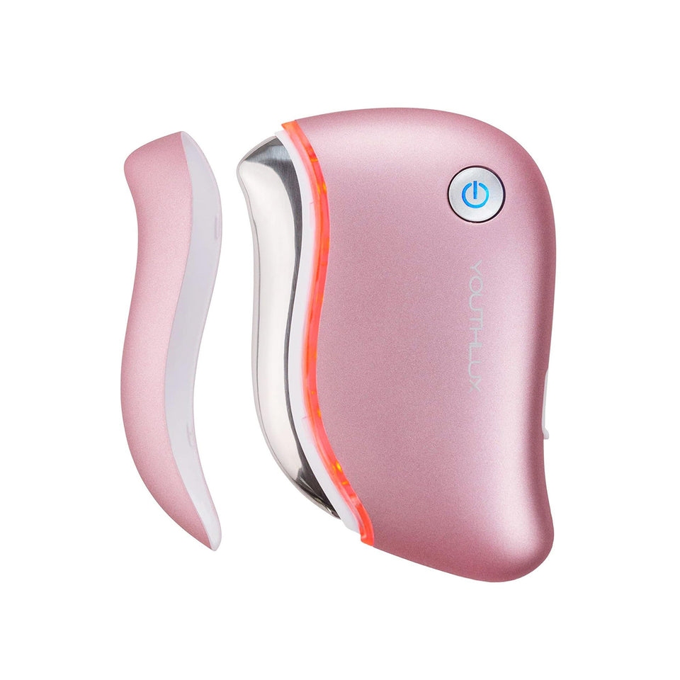 YOUTHLUX ProSculpt heated gua sha face in action for daily relaxation.