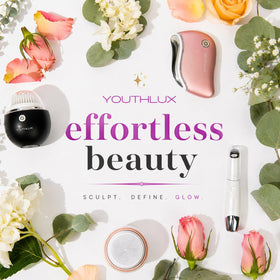 YOUTHLUX ProSculpt travel case shot suggests compact, travel-friendly routine.