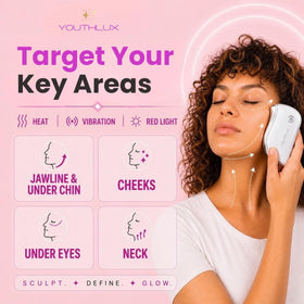YOUTHLUX ProSculpt USB-rechargeable device depicts portable skincare on the go.