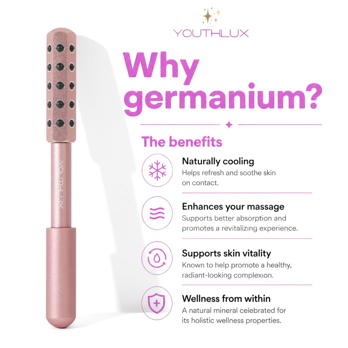 YOUTHLUX Radiance Roller rose-gold tool easy to clean after use.