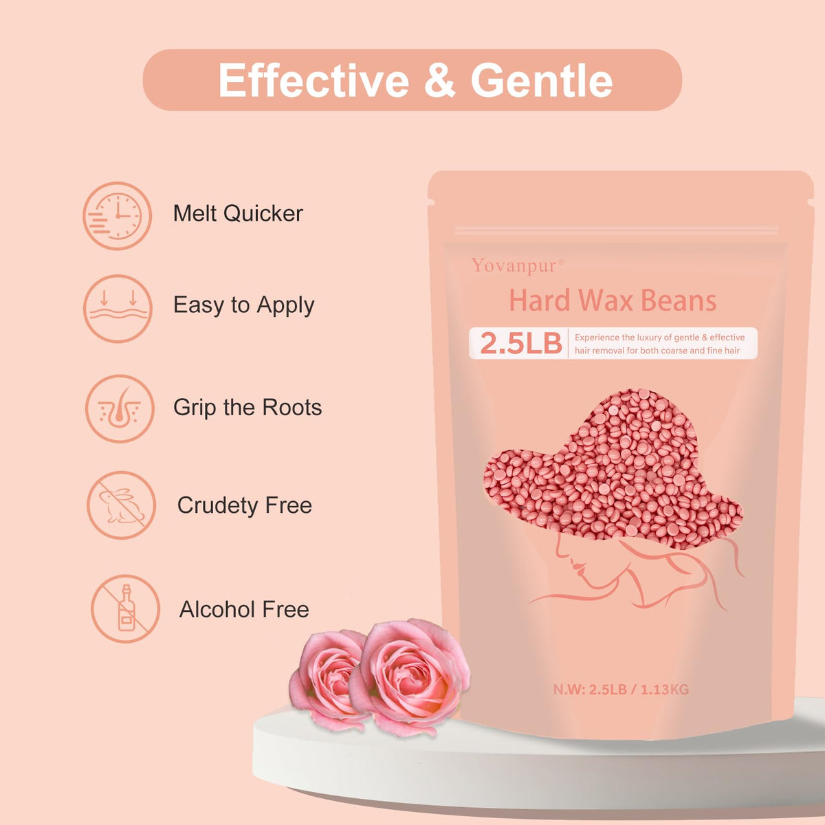 Yovanpur pink wax beads for facial hair and precise brow waxing.