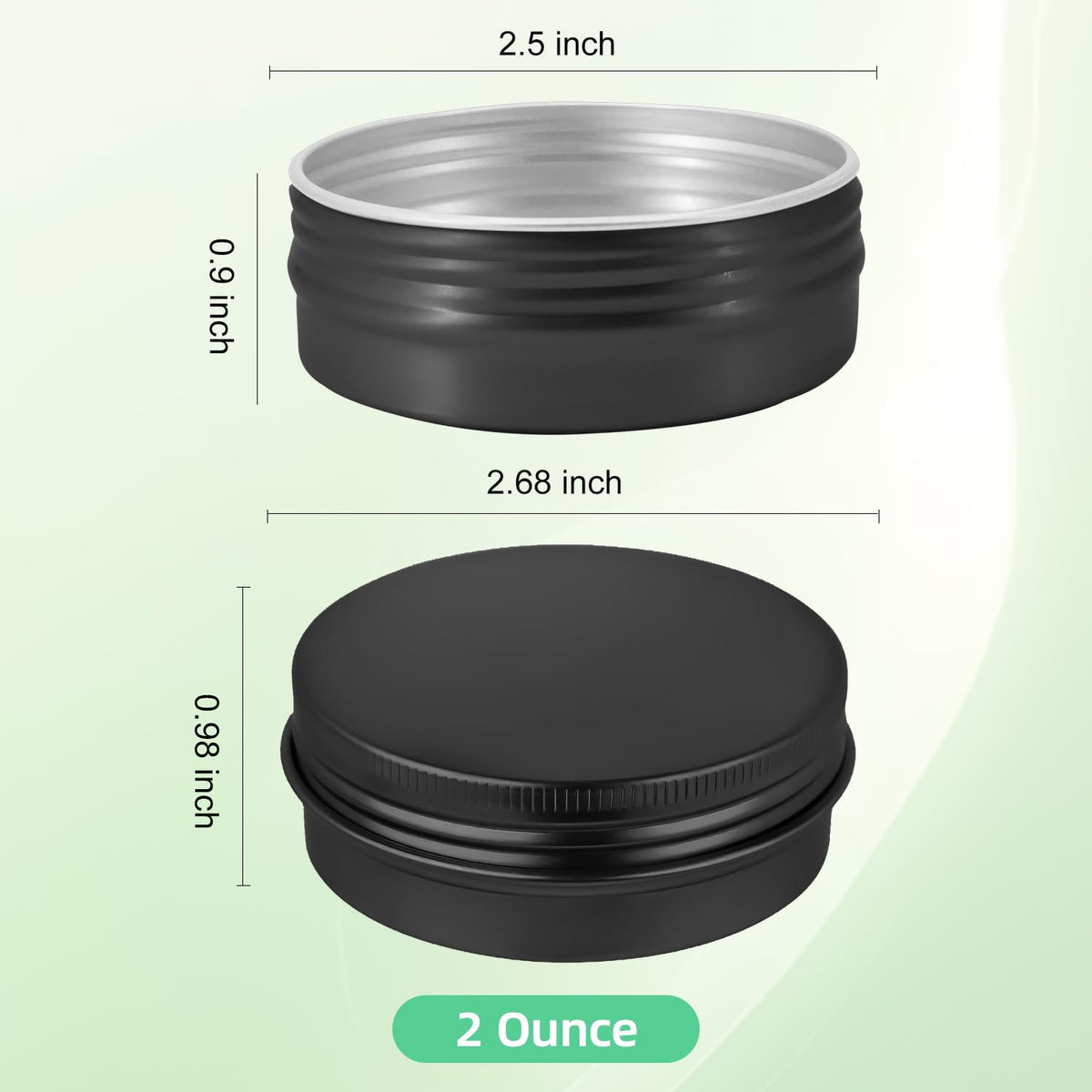 YQ round 2oz tin with lid suited for balm storage and transport.