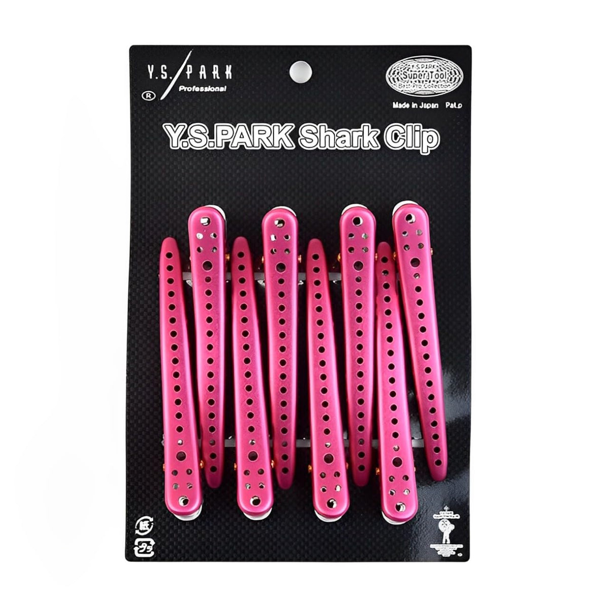 YS Park Shark Clips pink metal with strong grip for secure styling.