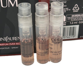 YSL Black Opium Over Red sample cap close-up, ideal for quick scent checks.