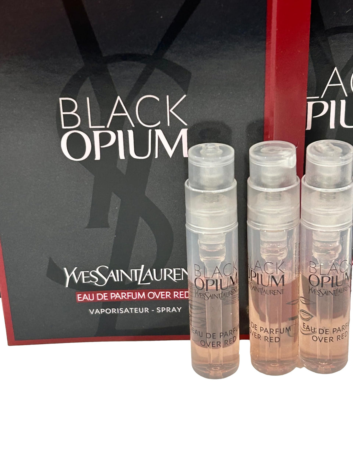 YSL Black Opium Over Red sample packaging image, great for gifting or on-the-go.