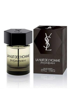 Yves Saint Laurent La Nuit de L'Homme bottle front, ideal for evening wear.