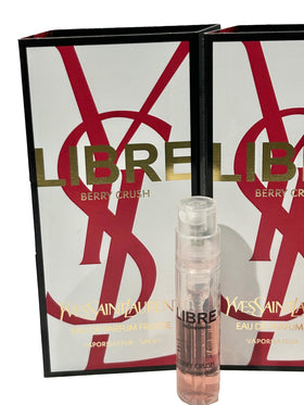 Travel-size YSL Libre Berry Crush fragrance vial set designed for on-the-go use.