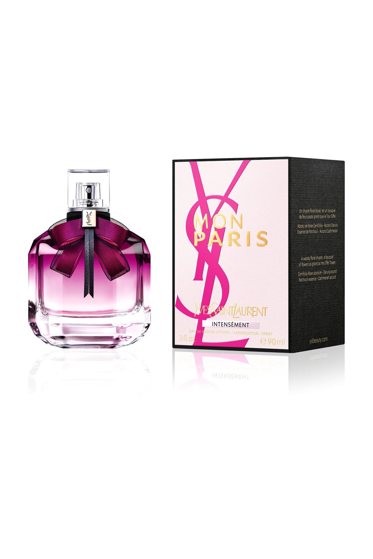 YSL Mon Paris Intense spray application demonstrates easy fragrance release for daily wear.