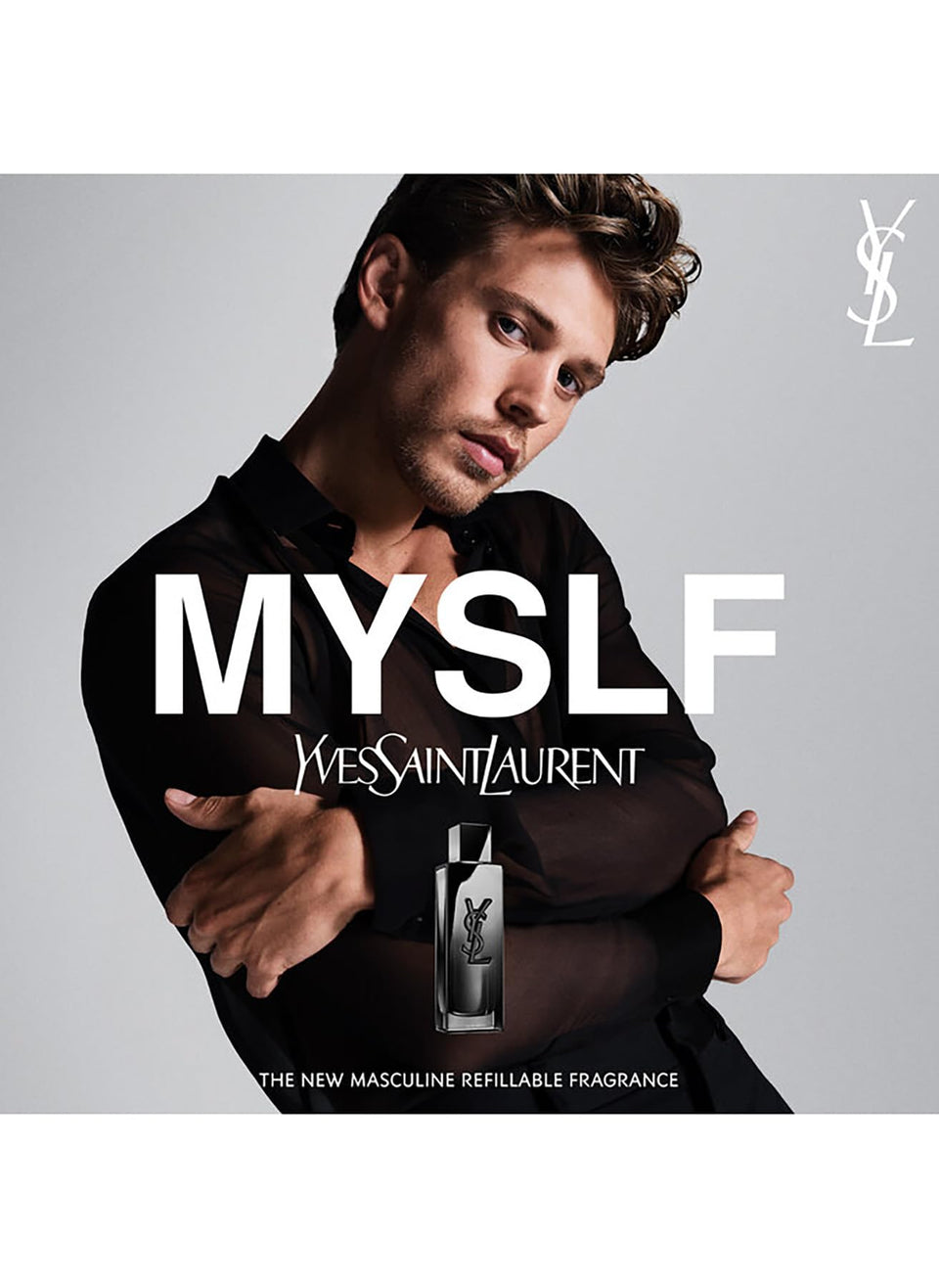 Myslf by Yves Saint Laurent bottle front displays the bold woody aroma