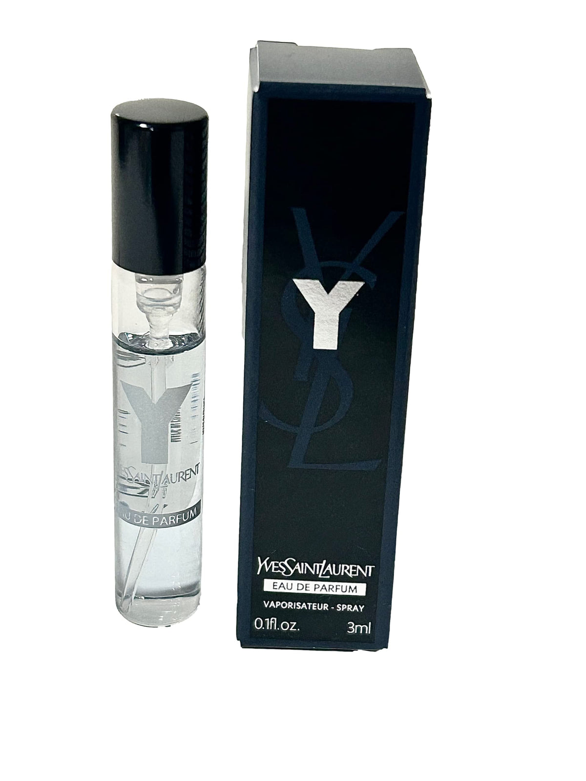 Yves Saint Laurent Y Men mini spray bottle close-up for on-the-go freshness.