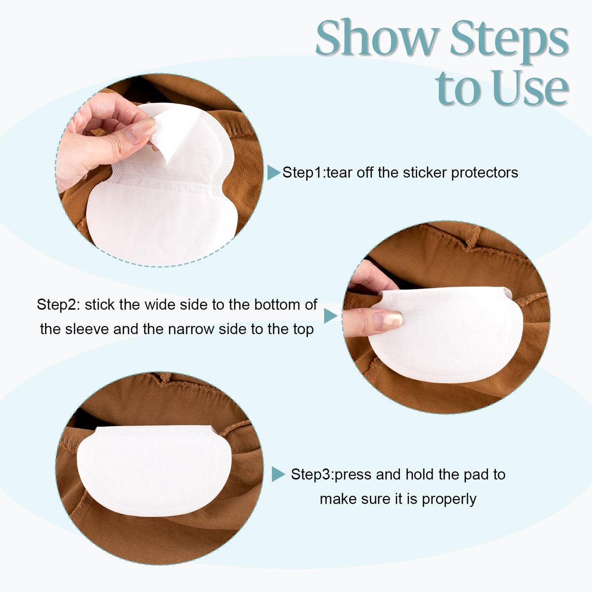 YSSPPOY armpit sweat pad being peeled to apply to clothing area for dry comfort
