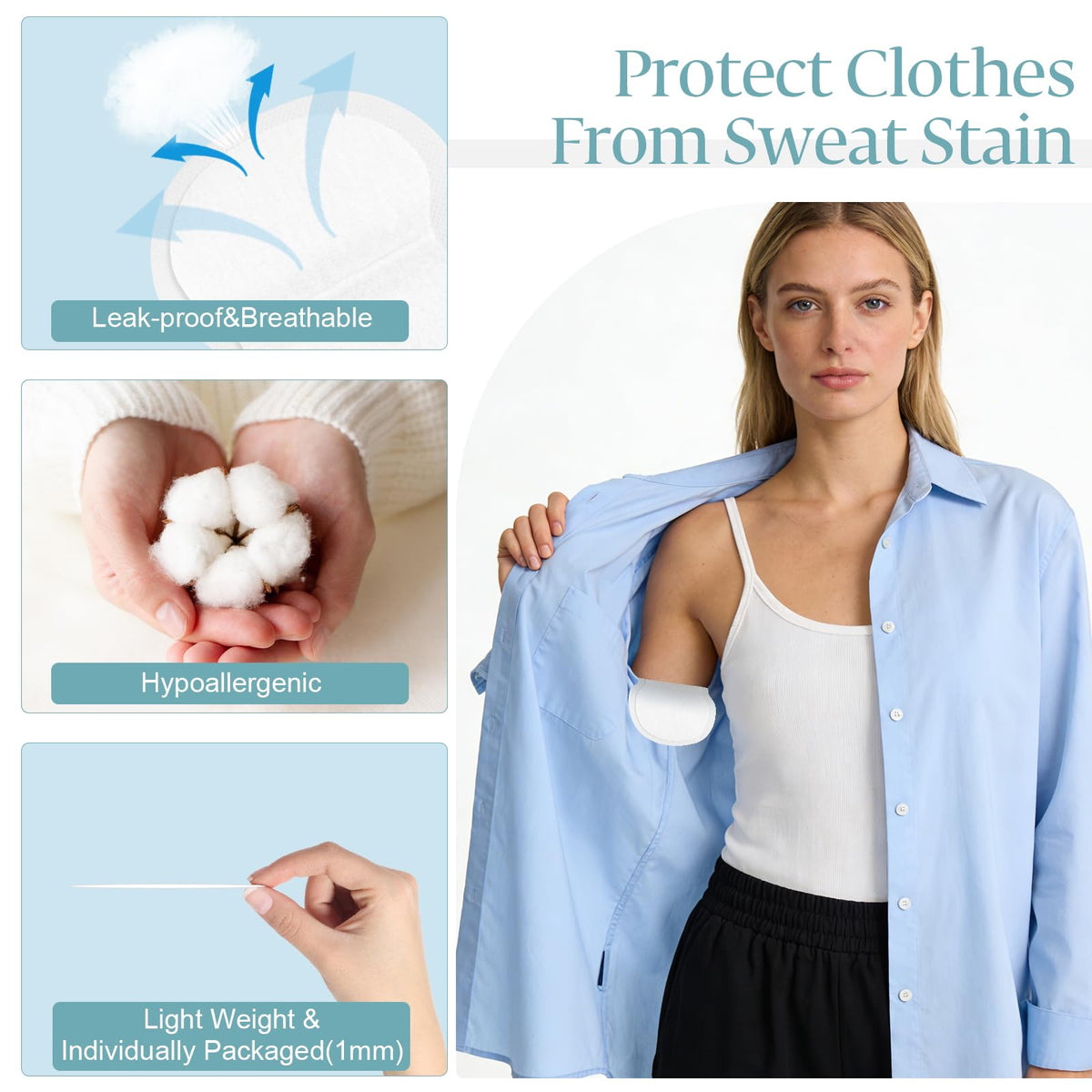 YSSPPOY armpit sweat pad individual wrap demonstrates portable hygiene for on-the-go use