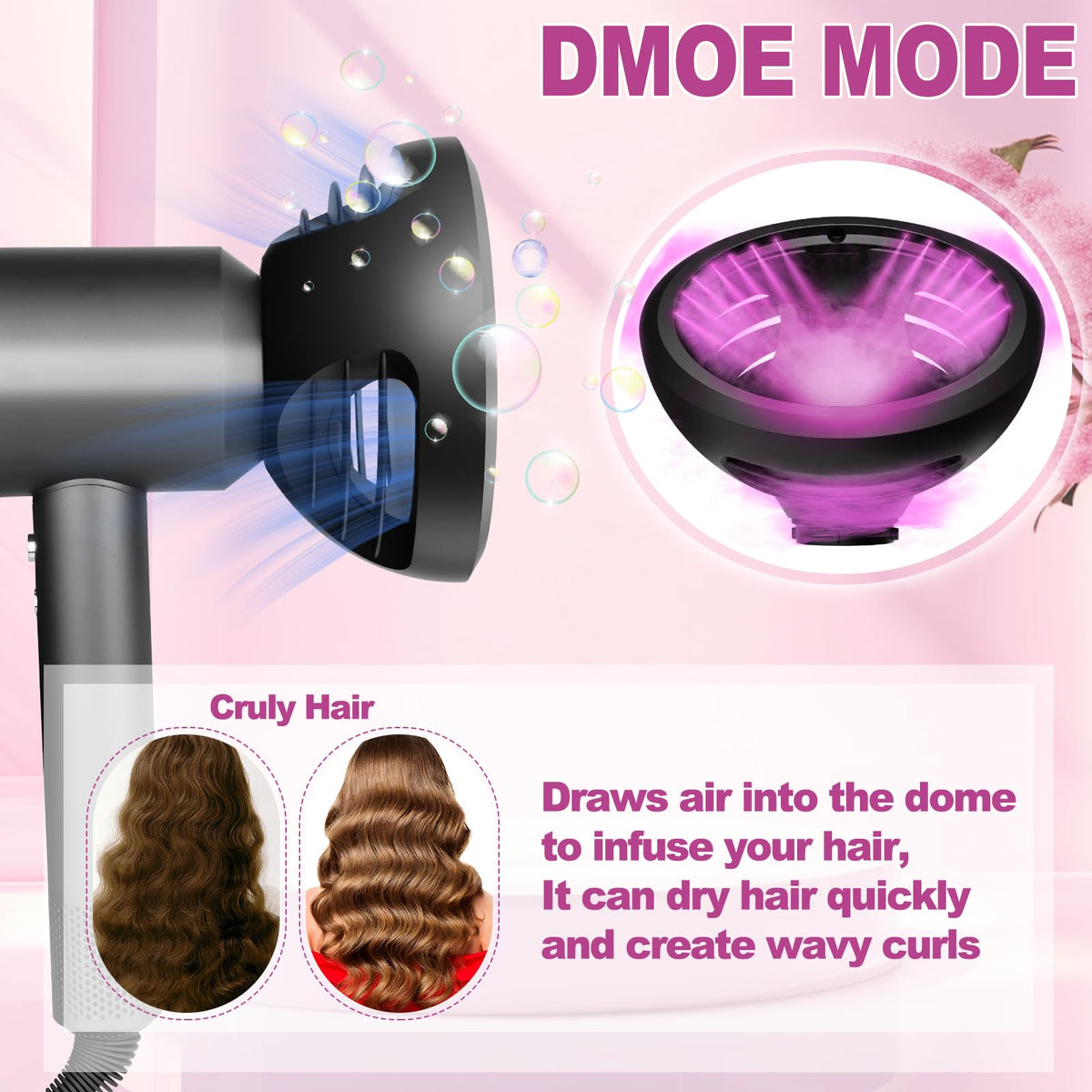 YTCHYYSK Diffuse-mode prongs detail for gentle air and textured curls.