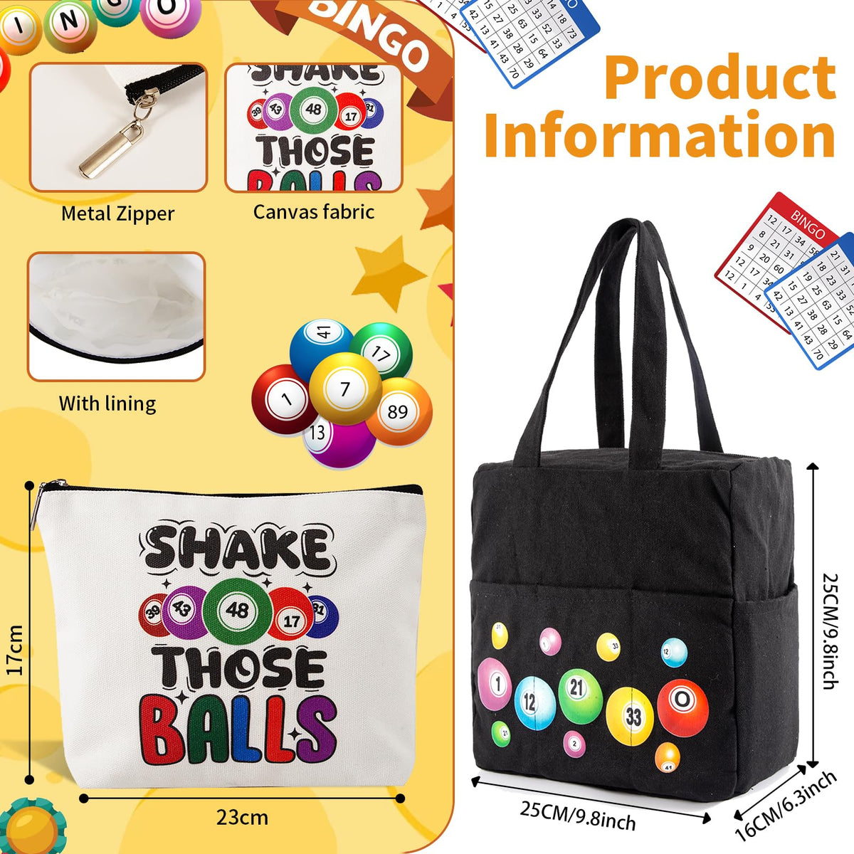 YTDYQFLZH bingo bag with zipper secures supplies during travel