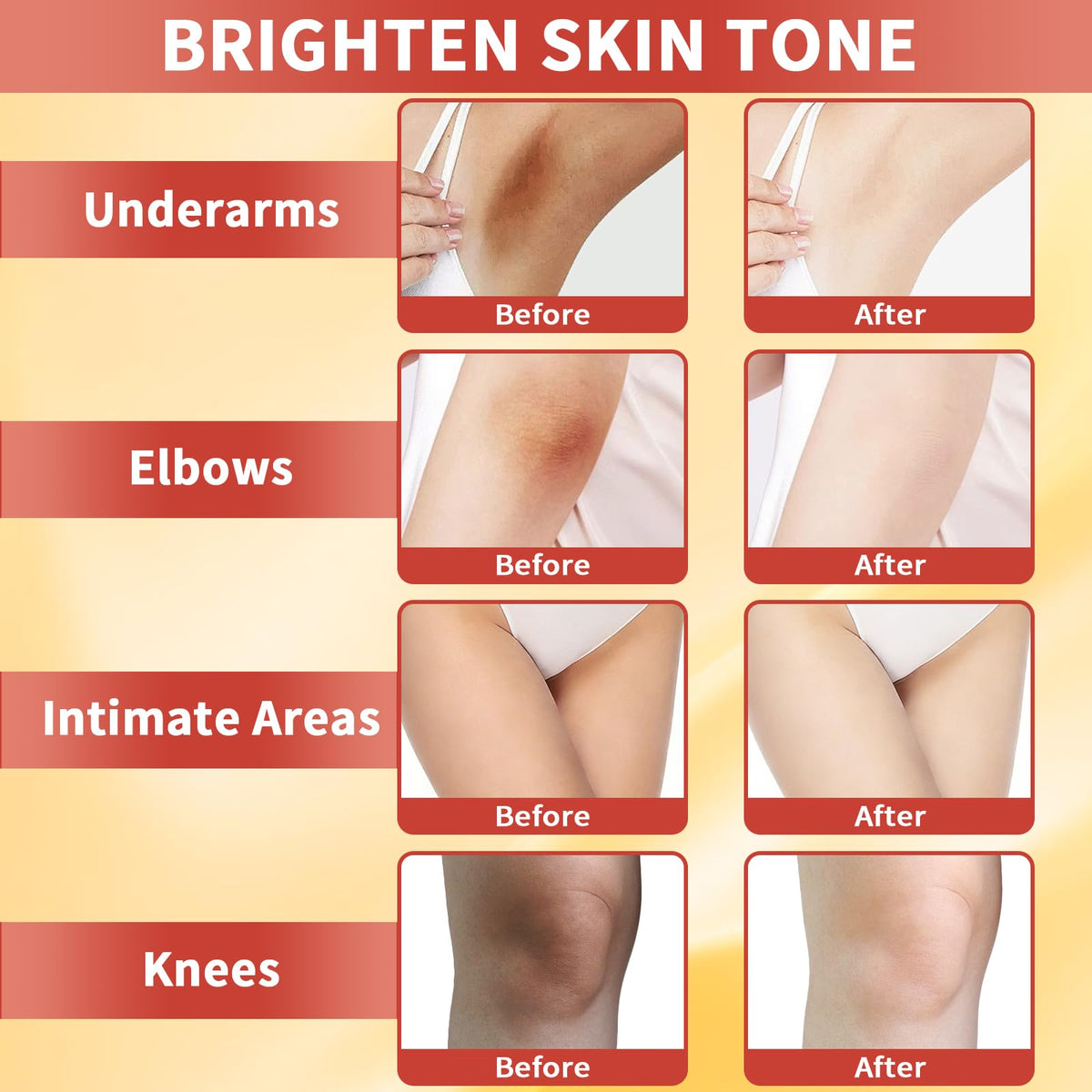 YTRAJU inner-thigh brightening cream jar suggests targeted, gradual tone improvement