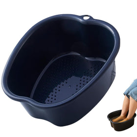 Ytterbium apple-shaped foot soaking tub offers full ankle immersion for a relaxing pedicure.