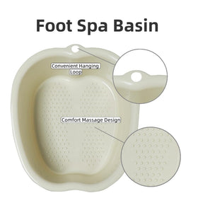 Ytterbium space-saving foot soaking tub fits on counters or shelves for easy storage.