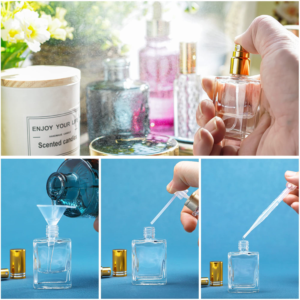 Clear glass highlights quality and reusability for eco-friendly routines.