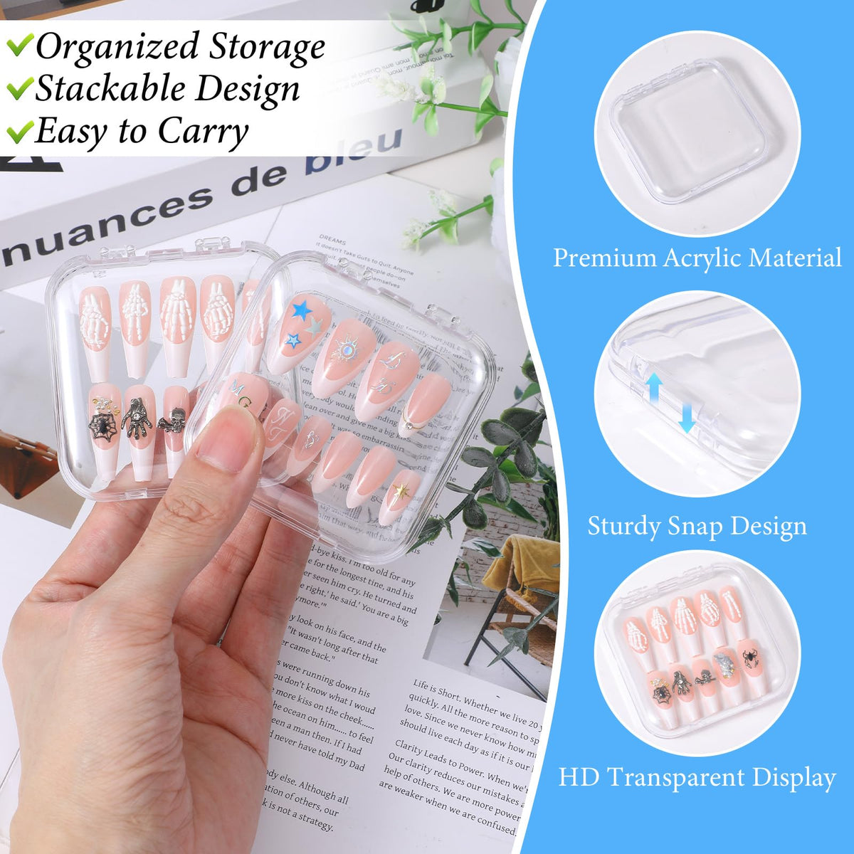 Yuanan display box presents nails prominently on a clean surface.