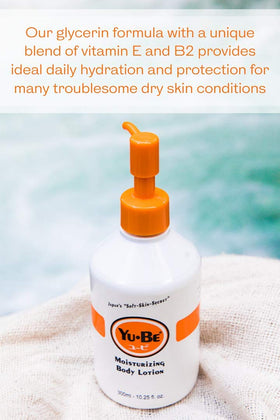 Yu-Be Body Lotion camphor soothing effect shown on irritated skin