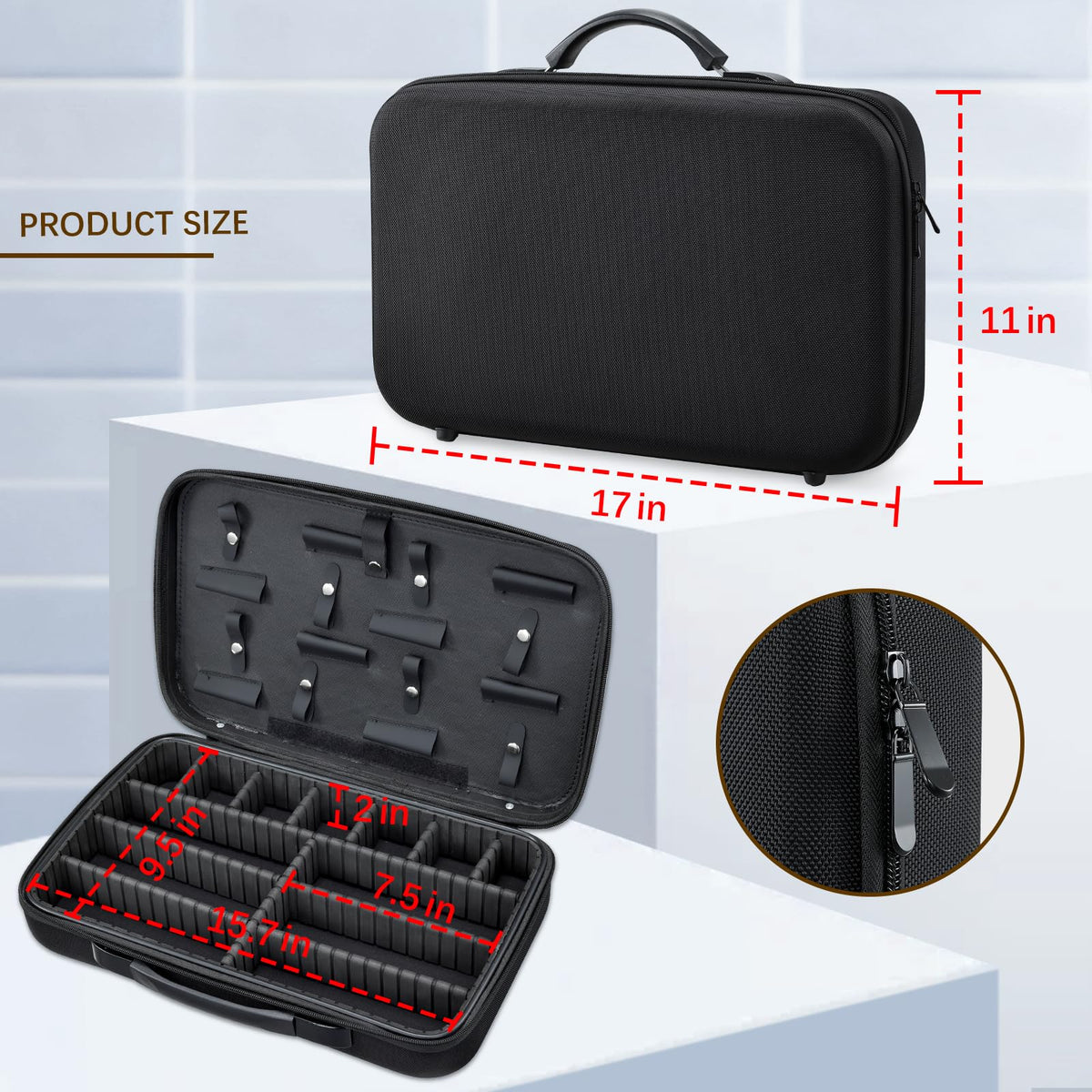 Yueieoun adjustable dividers in main compartment maximize tool storage