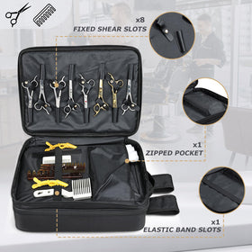 Yueieoun barber bag shows 8 shear slots for organized tool storage