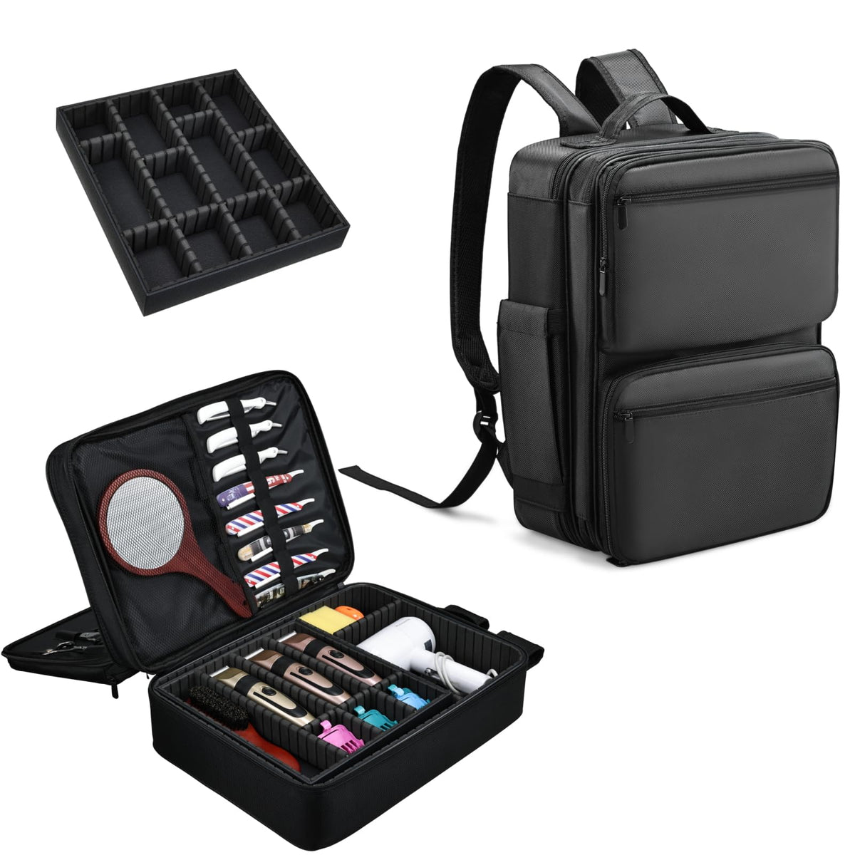 Yueieoun barber bag with detachable tray keeps clippers secure during travel