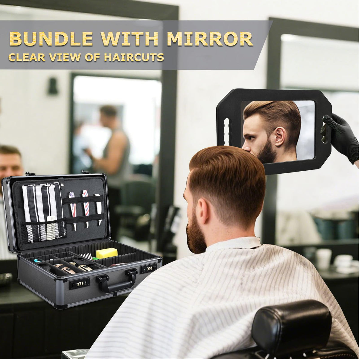 Yueieoun barber case with adjustable slots for clippers and trimmers
