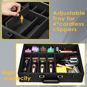 Yueieoun barber case bottom dividers store multiple clippers and guards securely
