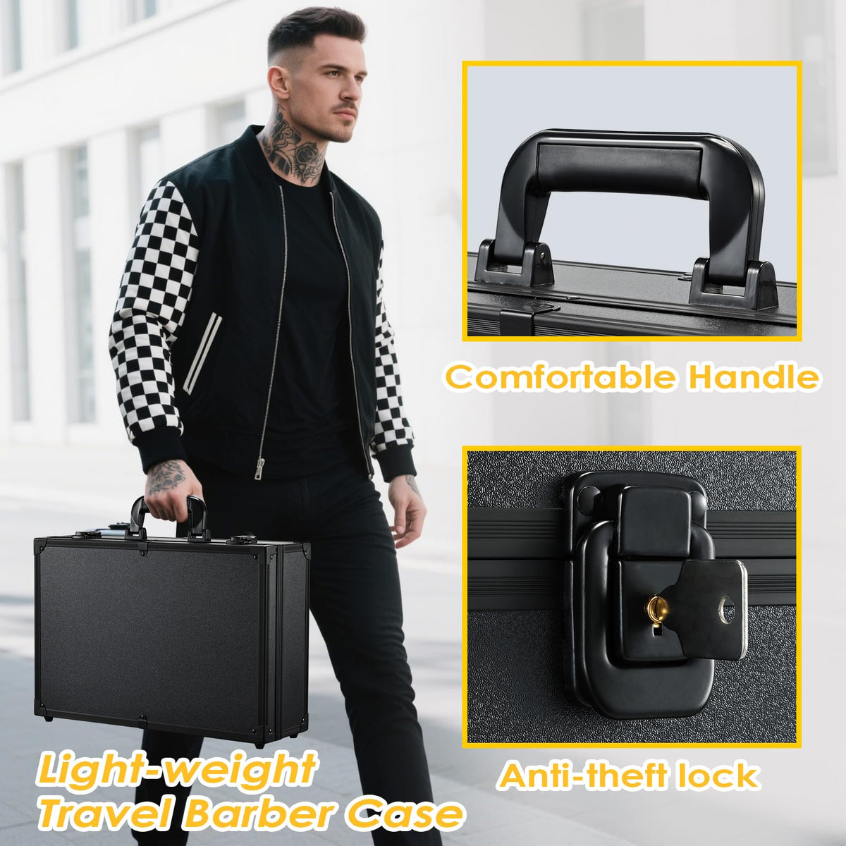 Yueieoun barber case durable hard shell and reinforced corners protect tools