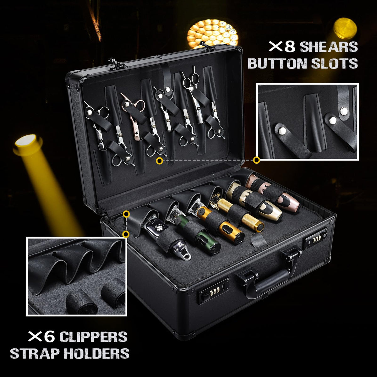 Yueieoun Barber Case pocket layout holds clippers and trimmers securely.