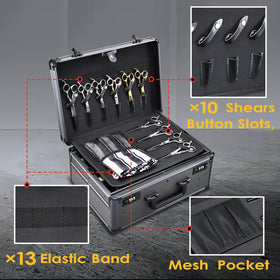 Yueieoun barber case side view highlights durable shell and reinforced corners for transport.