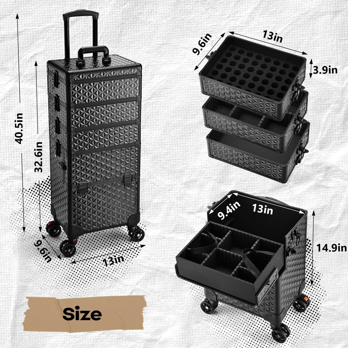 Yueieoun large bottom compartment stores tools and cosmetics neatly